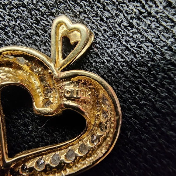 Natural Diamonds 10k yellow gold Love heart pendant - Picture 8 of 12